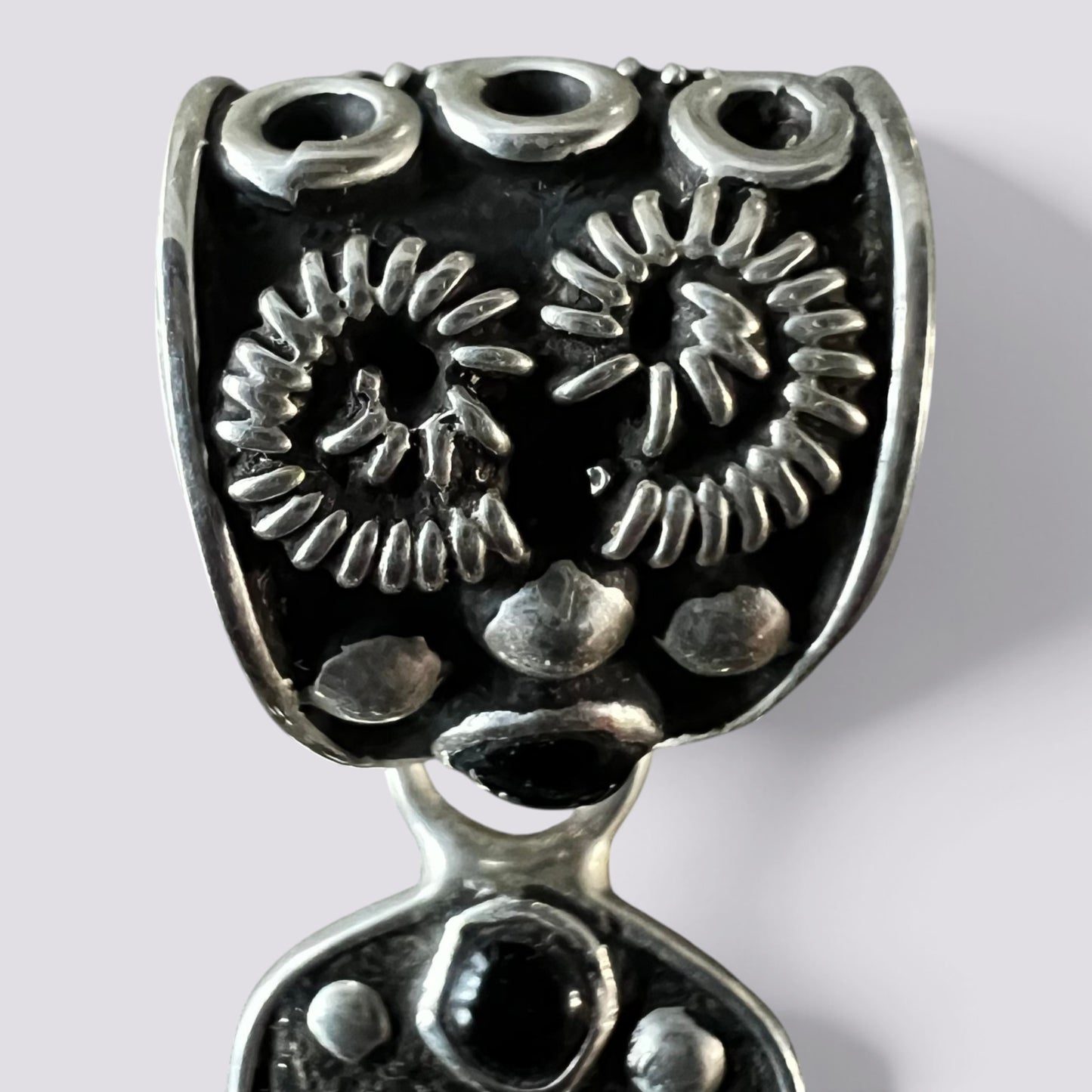 Large Baroque 925 Sterling Silver Onyx Cross Pendant