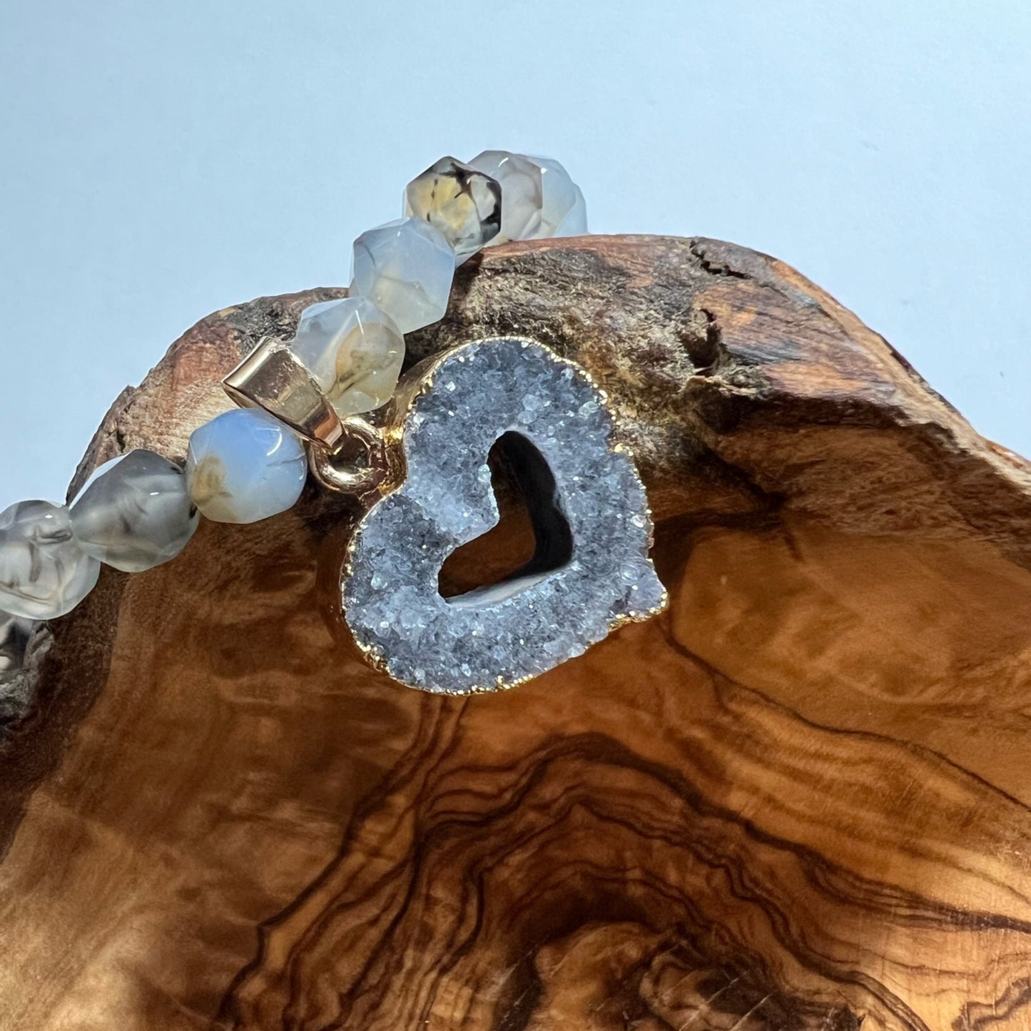 Drusy agate heart