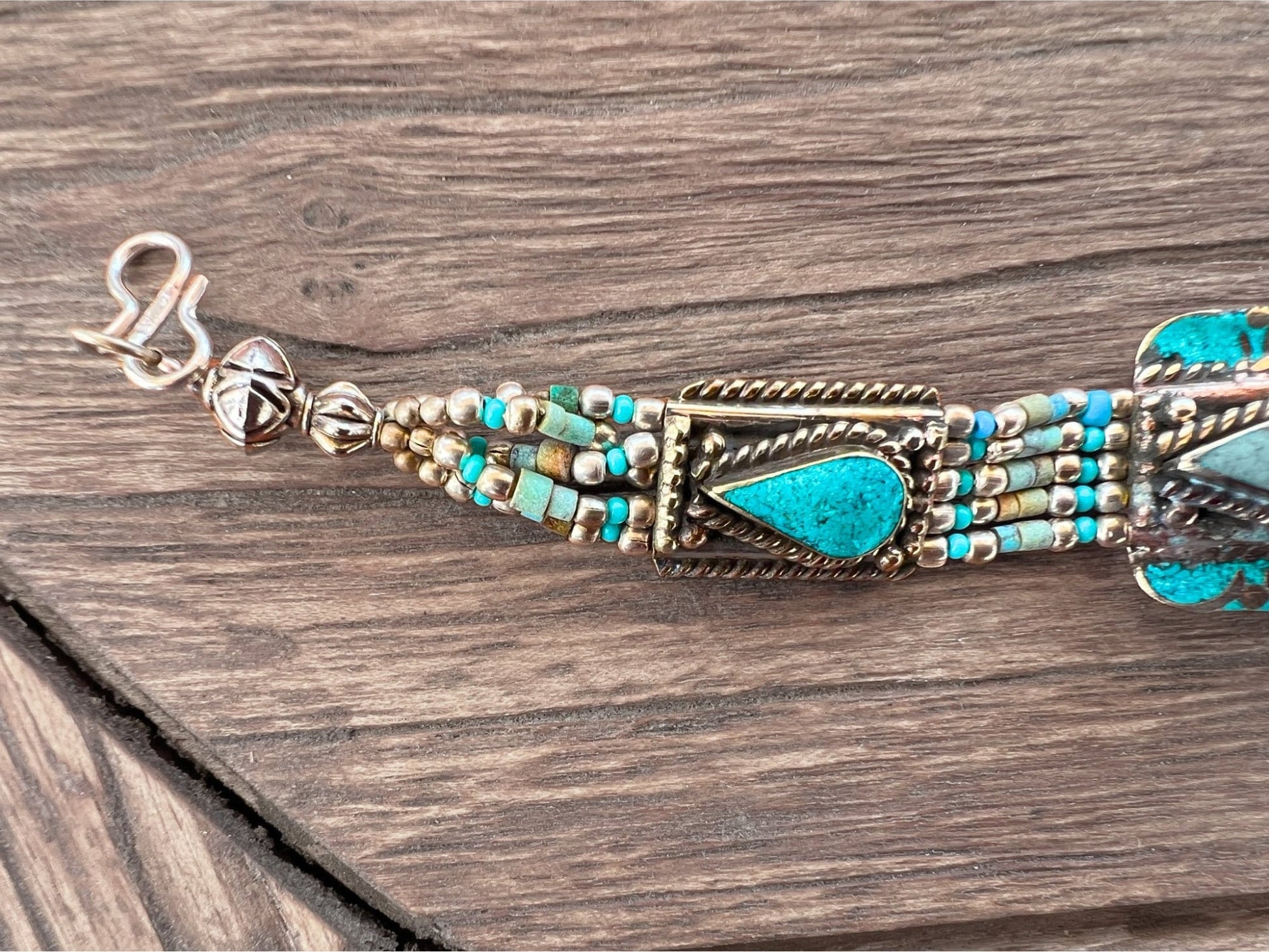 Blue beaded bracelet Indian bracelet Tibetan turquoise handmade ethnic bracelet blue bead bracelet women native American bracelets beaded. Photo 8