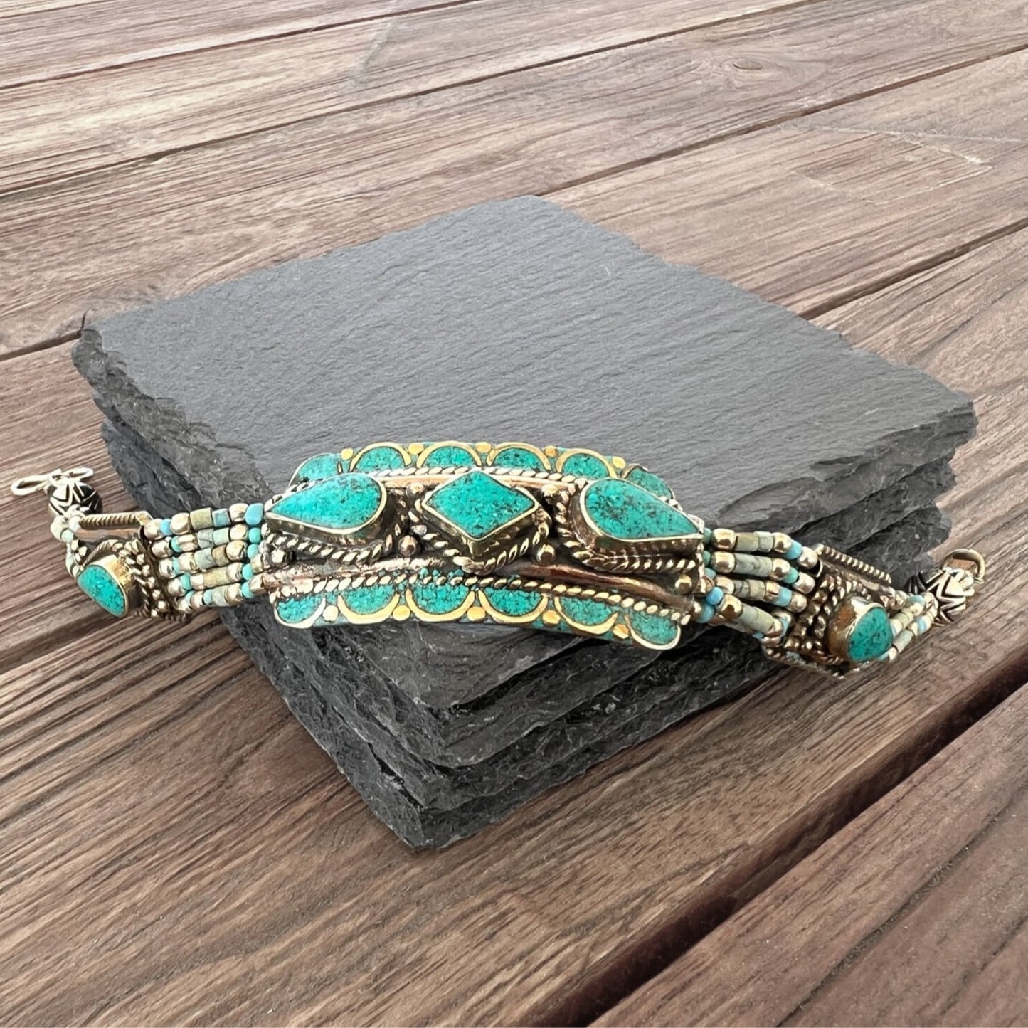 Blue beaded bracelet Indian bracelet Tibetan turquoise handmade ethnic bracelet blue bead bracelet women native American bracelets beaded. Photo 6