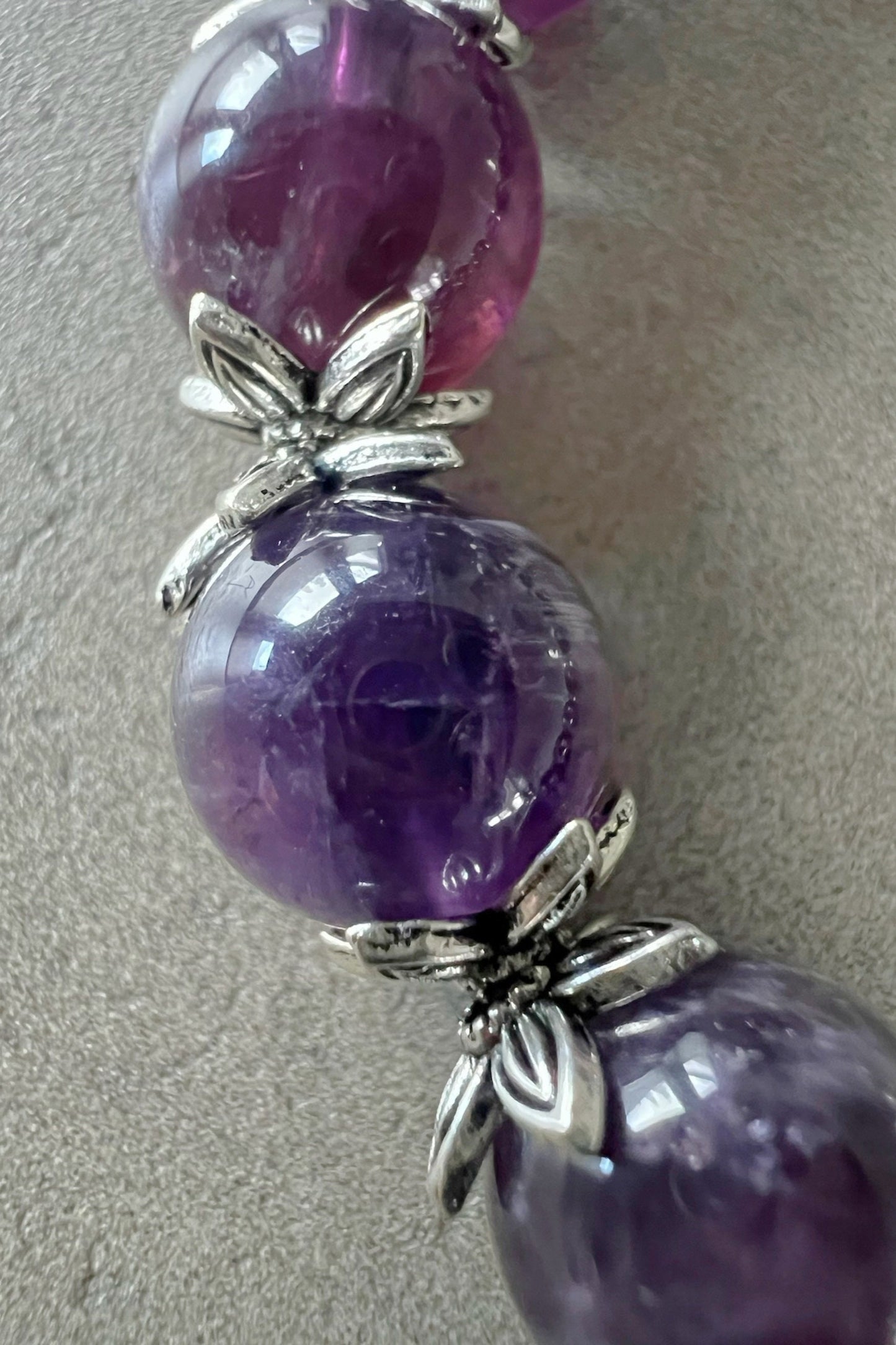 Amethyst beads with silver spacers