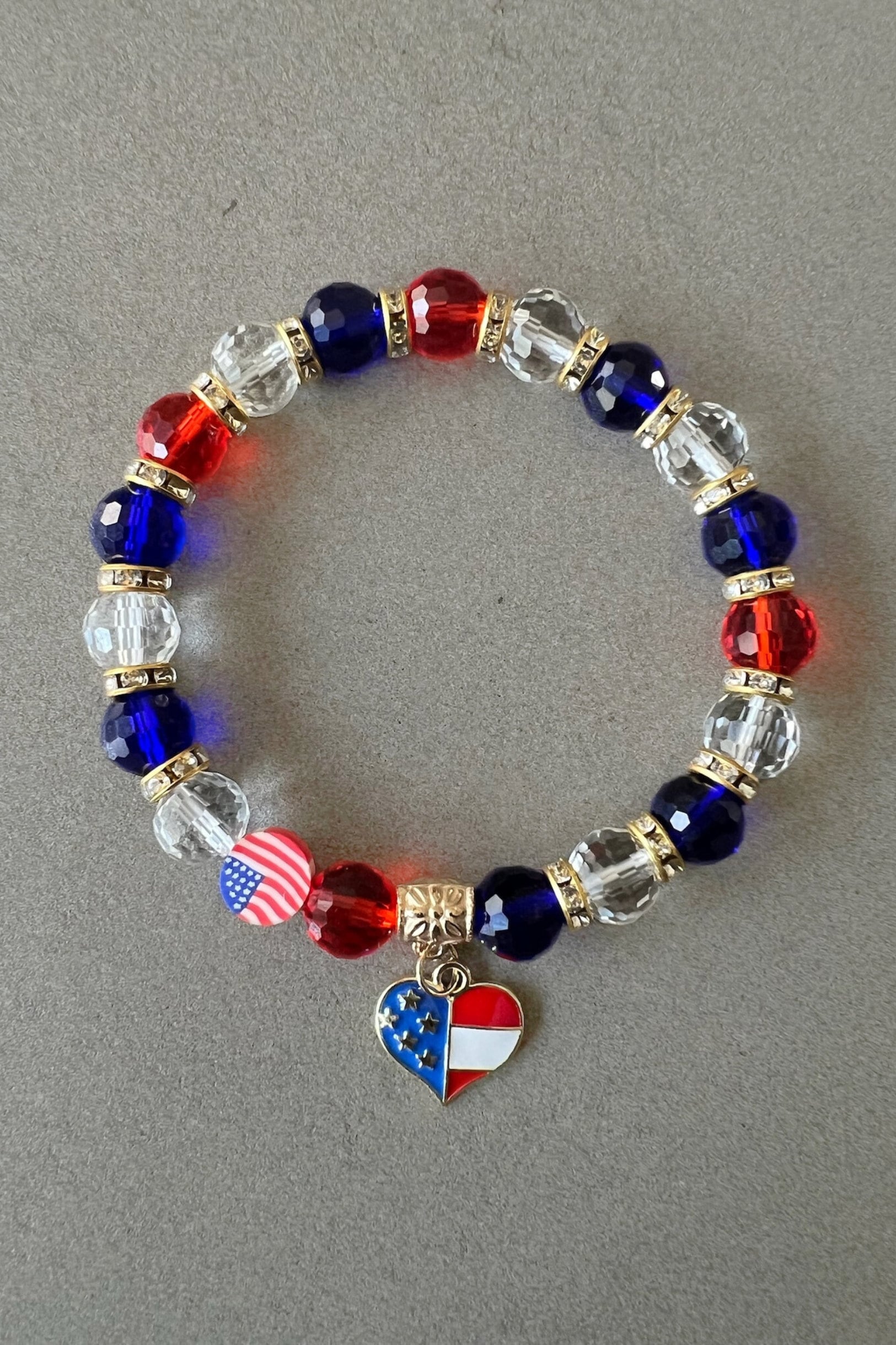 4th of July bracelet set of beaded bracelet set with glass beads bracelet for fourth of July bracelet with charms bracelet USA bracelet gift