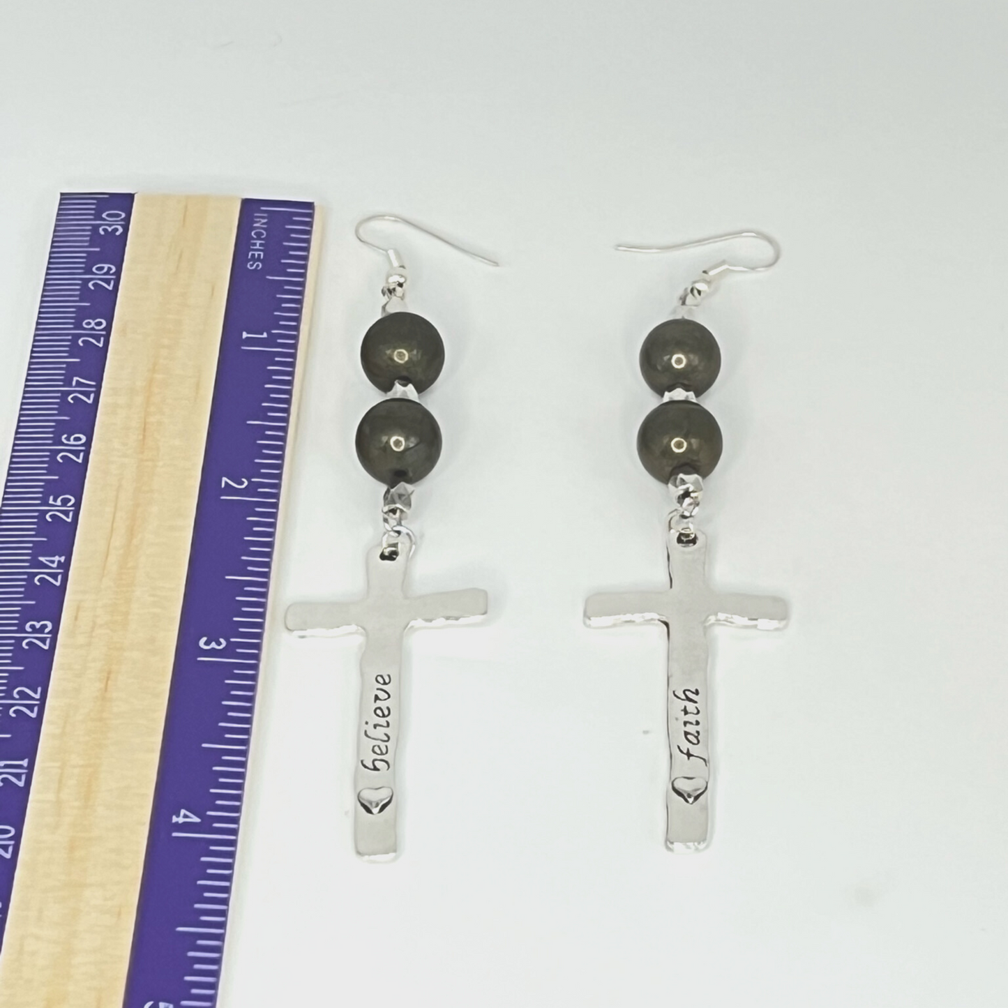 Beaded Cross Earrings