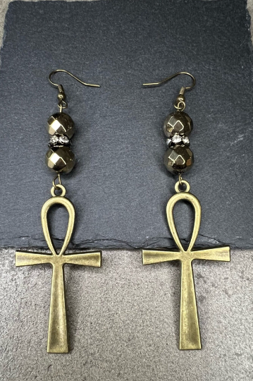 Long Earrings with Cross Charm