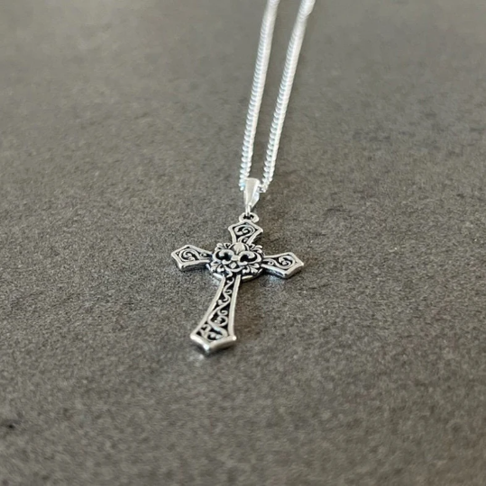 Silver Cross Pendant Necklace