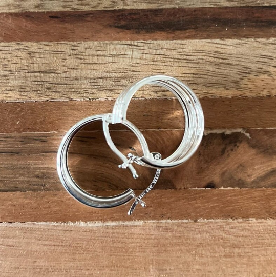 Silver Wide Hoop Earrings