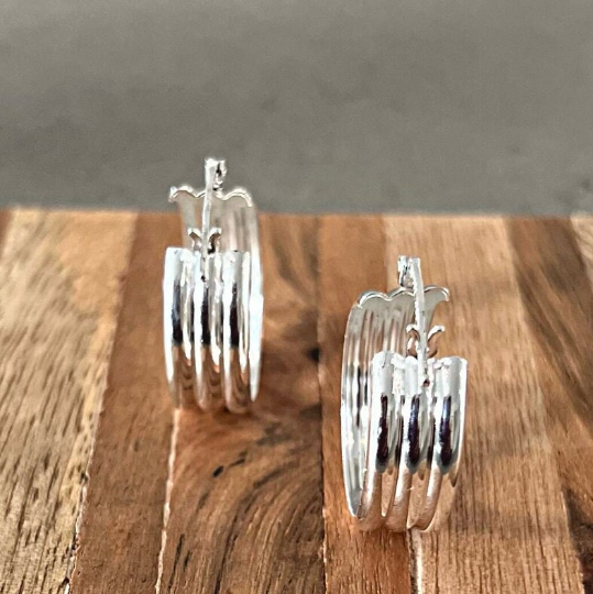 Silver Wide Hoop Earrings