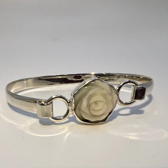 Mother of Pearl Silver Bangle