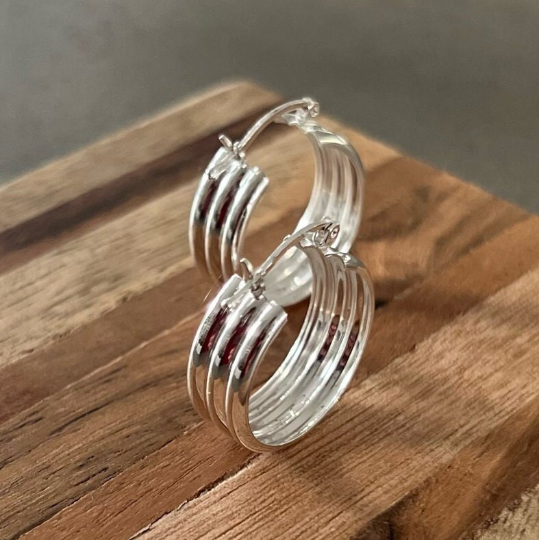 Silver Wide Hoop Earrings