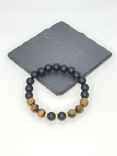 Black Onyx and Tiger Eye Bracelet