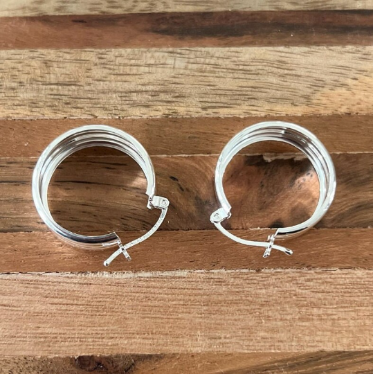 Silver Wide Hoop Earrings