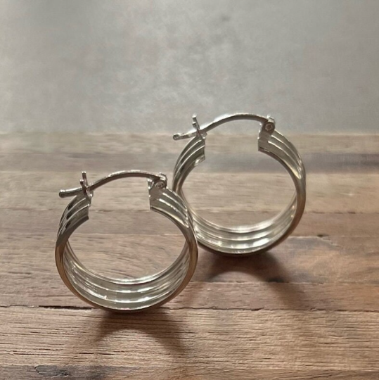 Silver Wide Hoop Earrings