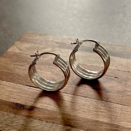 Silver Wide Hoop Earrings