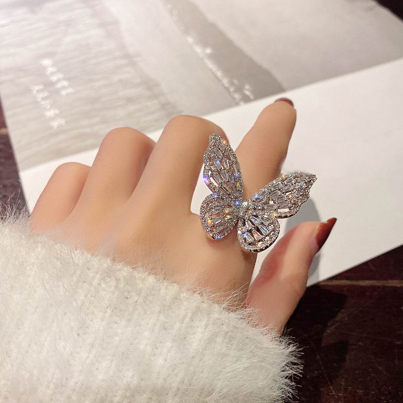 Big Butterfly Ring with Micro Pave Shining Zirconia