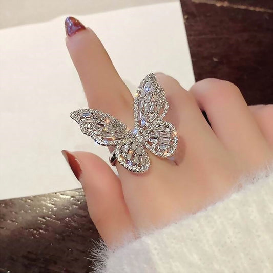 Big Butterfly Ring with Micro Pave Shining Zirconia