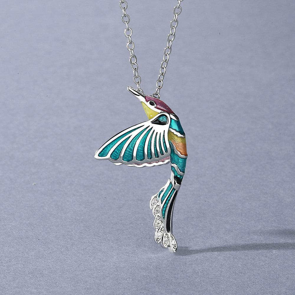 Sterling Silver Necklace with Hummingbird Pendant