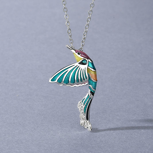 Sterling Silver Necklace with Hummingbird Pendant