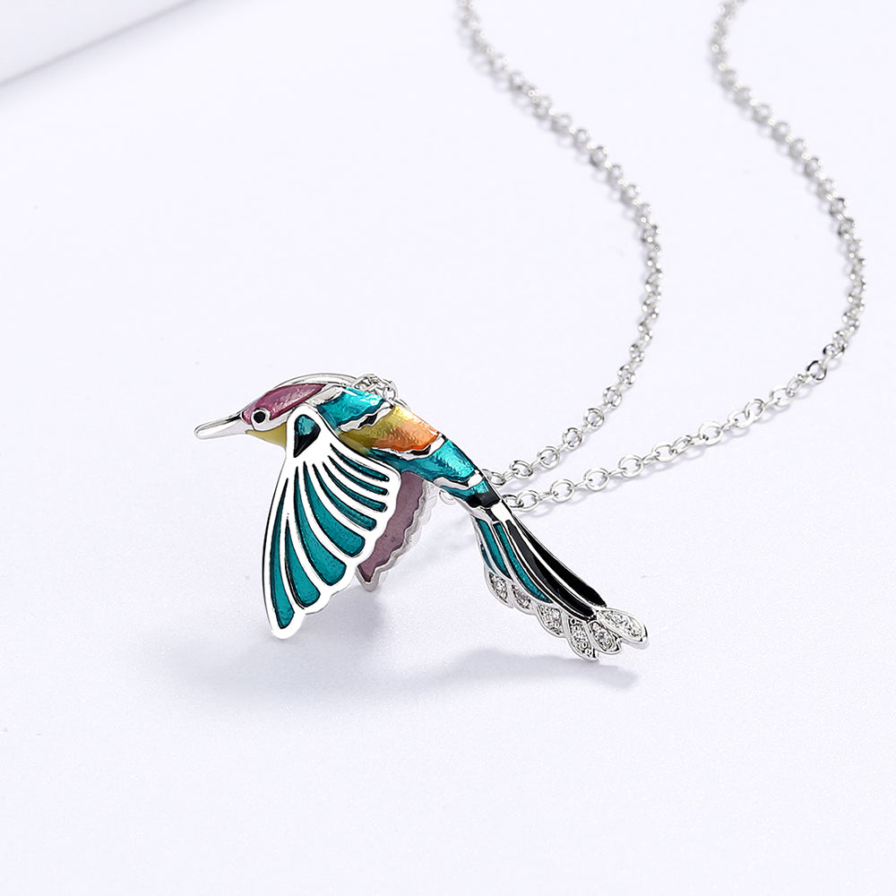 Sterling Silver Necklace with Hummingbird Pendant