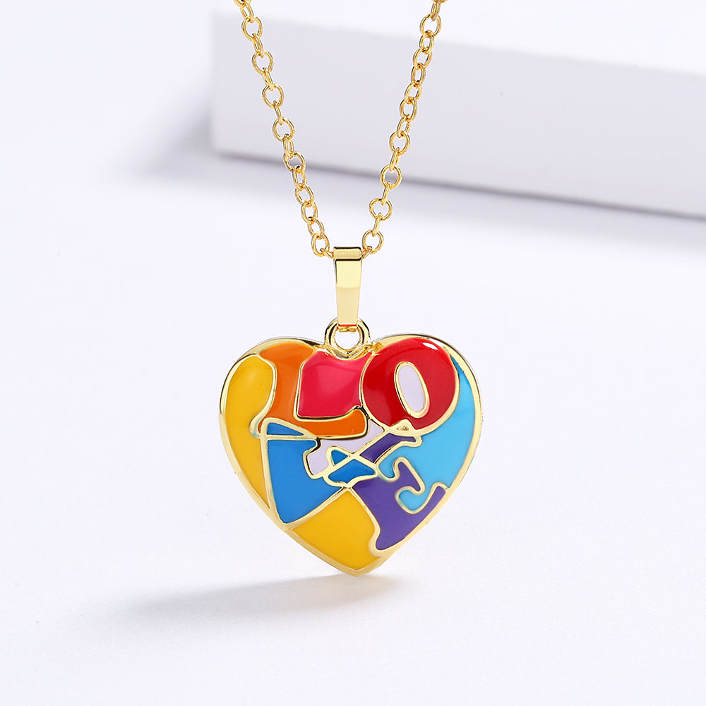 Necklace with Colorful Heart Shape Pendant