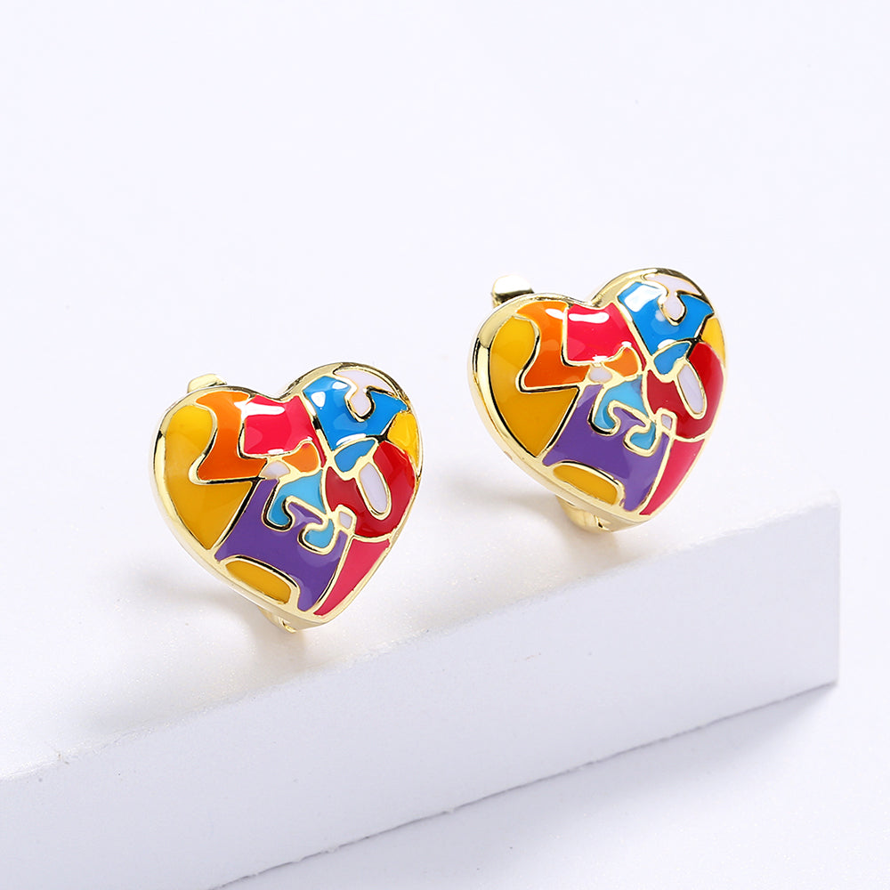 Earrings with Colorful Heart Shape Pendant