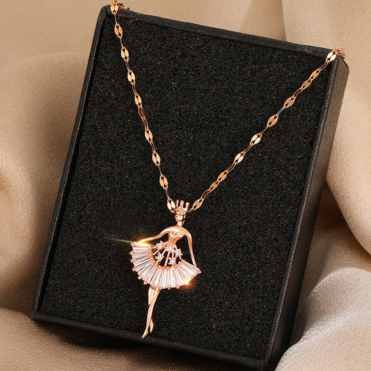 Necklace with a Zirconia Ballerina Pendant