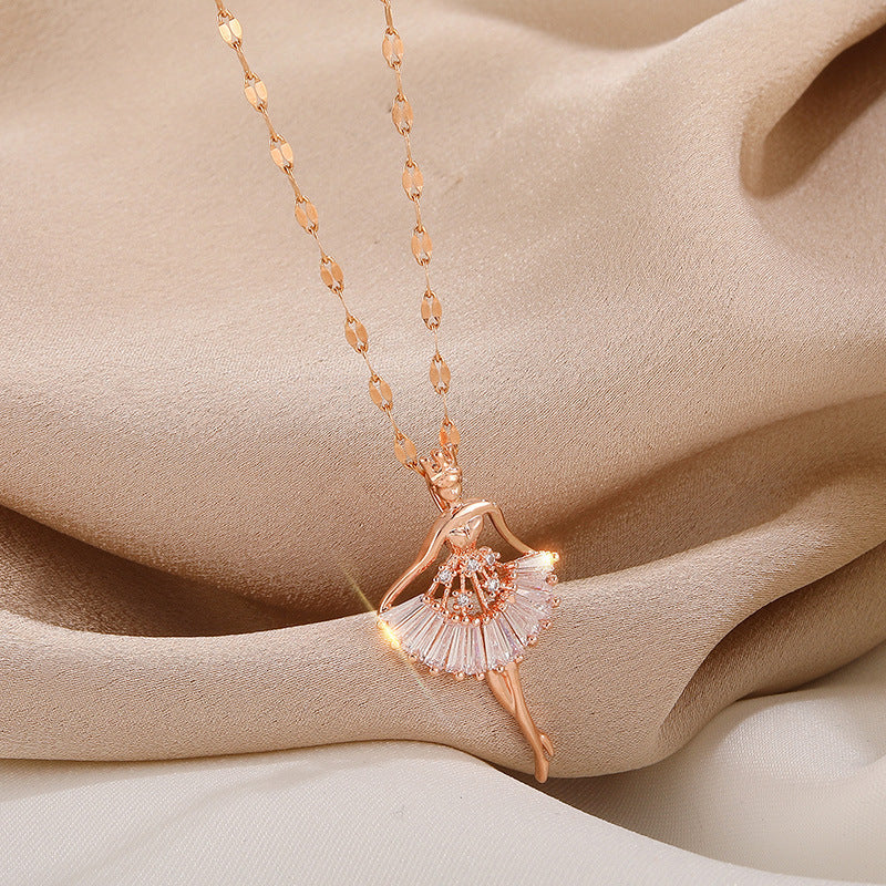 Necklace with a Zirconia Ballerina Pendant