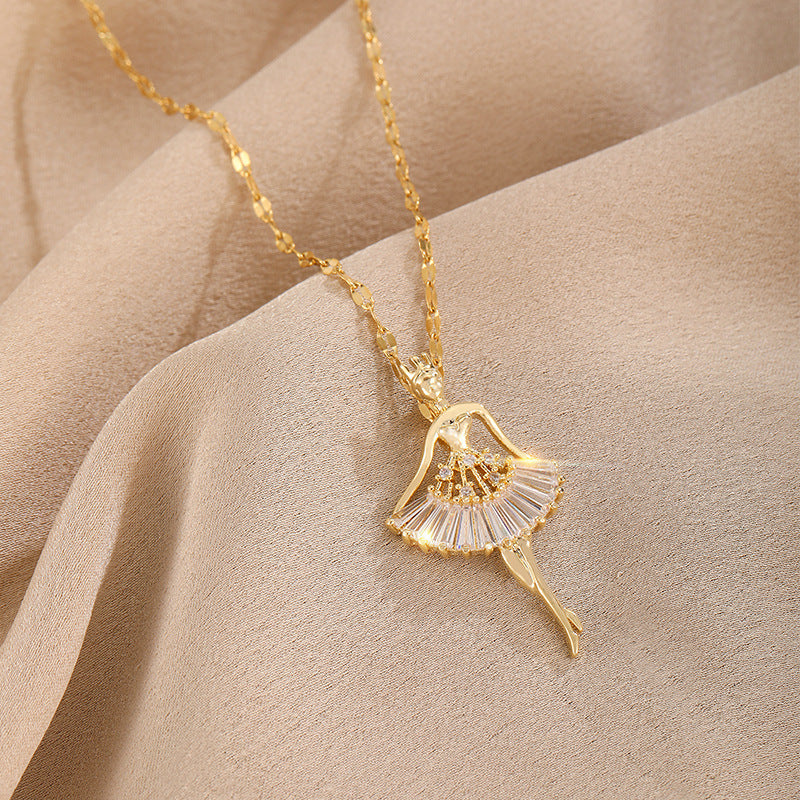 Necklace with a Zirconia Ballerina Pendant