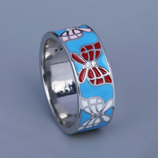 Ring with Butterfly Enameled