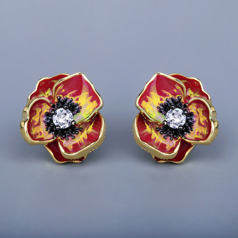 Earrings with Flower Shape and Zirconia