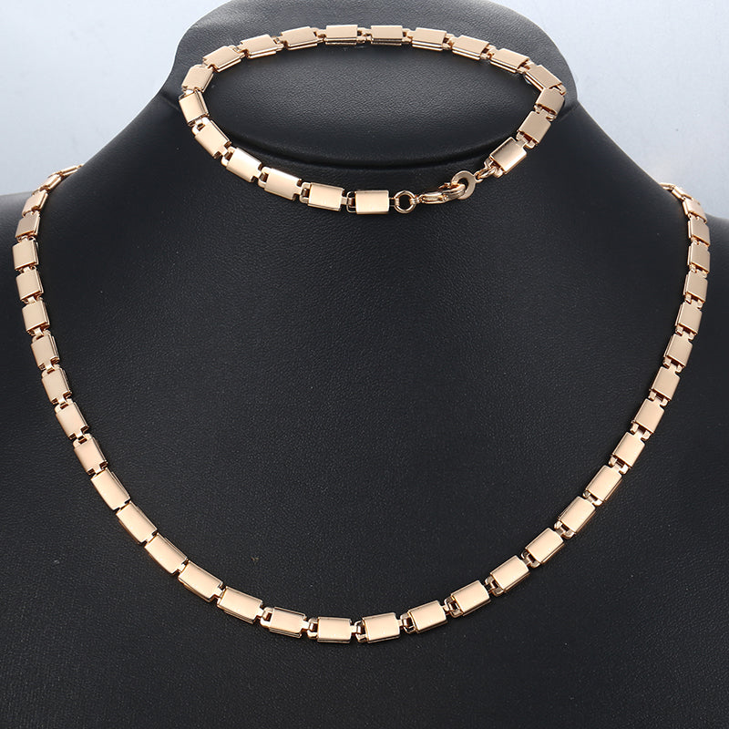 Rose Gold Color Bracelet and Necklace Set